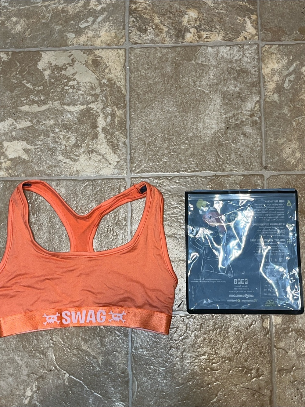 NWOT SWAG Coral-Orange Racerback Sports Bra